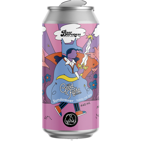 Beer Baroness x 8 Wired The Good Fight Sundowner Hazy NZ IPA 440mL - The Hamilton Beer & Wine Co