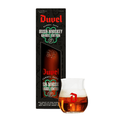 Duvel Barrel Aged Batch 7 Irish Whiskey Edition 750ml Bottle and Tasting Glass