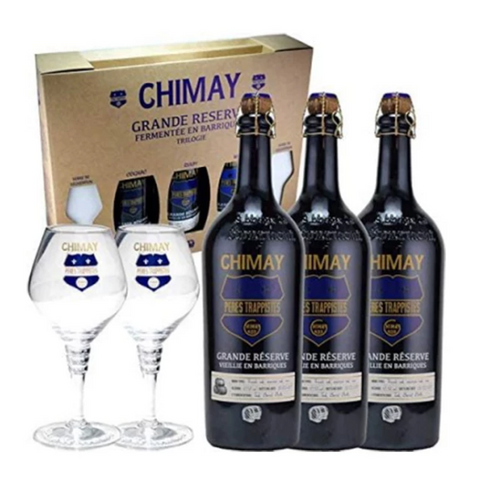 Chimay Blue Barrique Trilogie 3x750ml + 2 Glass Giftset