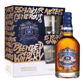 Chivas Regal 18yo 700mL + 2x Glasses Giftpack – Beer and Wine Co