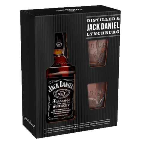 Jack Daniels 700mL + 2 Glasses Gift Pack