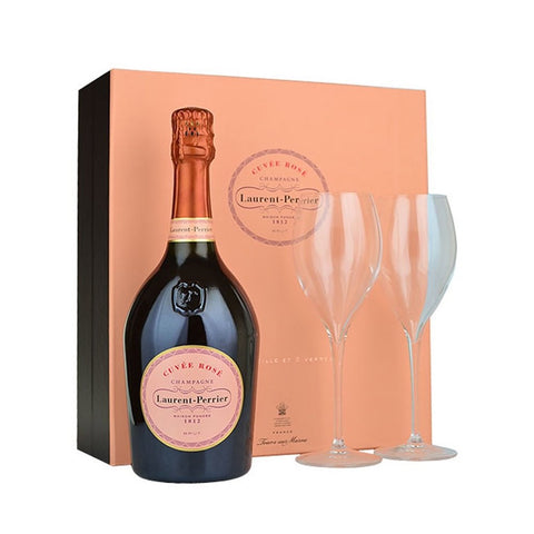 Laurent Perrier Champagne Rose NV 750ml Gift Box w 2x Flutes