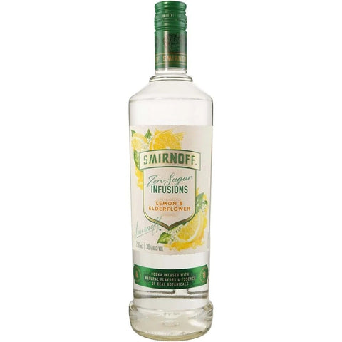 Smirnoff Zero Sugar Infusions Lemon & Elderflower Vodka 750mL